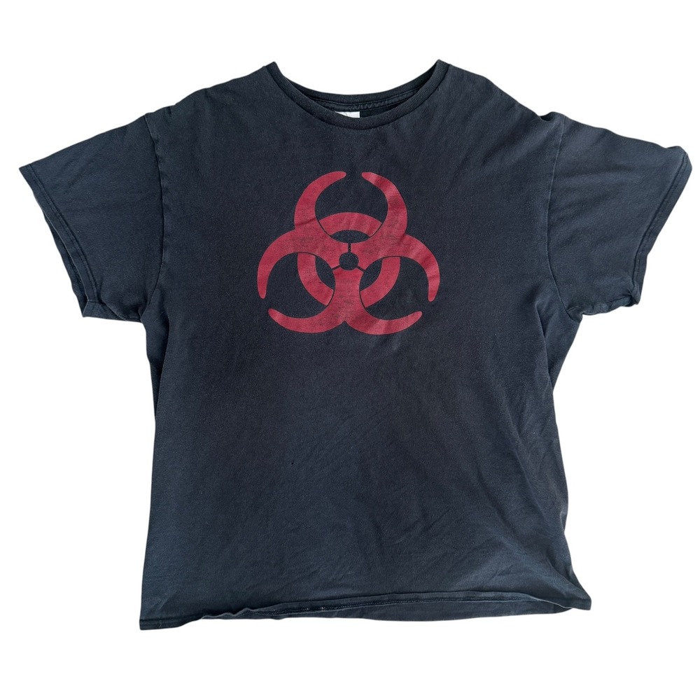 Delta Pro Weight Biohazard Symbol Graphic T-Shirt Large Black 2000s Y2K Grunge